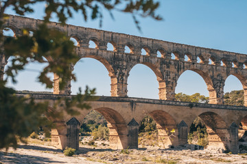 Pont du Gard is - ancient Roman aqueduct on the Gardon River - Vers-Pont-du-Gard in southern France