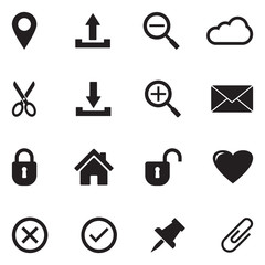 Interface Icons. Black Flat Design. Vector Illustration. 