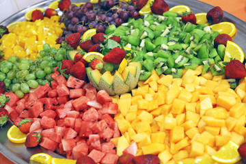 Detail of tray with fruit salad