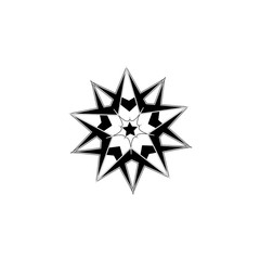 Snowflake black sign. Silhouette design gray snowflake on white background. Symbol of Christmas holiday season. Monochrome template for prints, card. Isolated graphic element. Flat vector illustration