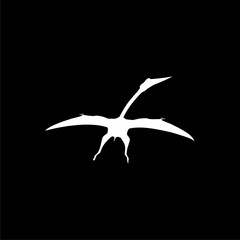 Pterodactyl icon or logo, Pteranodon bird on dark background © sljubisa