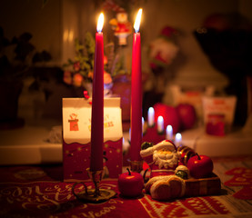 Christmas candles on the table