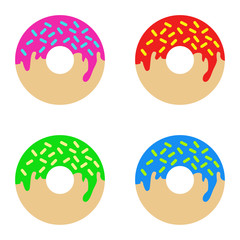 Donut. Juicy donut. White background. vector illustration. EPS 10. A set of donuts. A set of donuts with different flavors and additives.