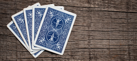 Playing Cards on Wood