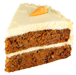SLICE OF CARROT CAKE ON WHITE