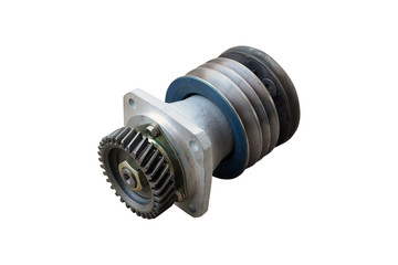 Car belt tensioner roller isolated on white background
