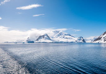 Errera Channel and snow-capped mountains of Arctowski Peninsula , Antarctic Peninsula, Antarctica