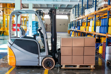 forklift, truck, warehouse, industry, industrial, factory, construction, yellow, transportation, machine, transport, vehicle, cargo, container, equipment, heavy, work, business, loader,