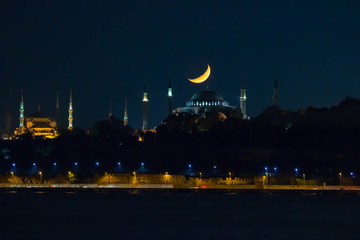 Fototapeta na wymiar Hagia Sophia and Crescent Moon