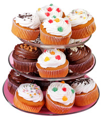 CAKE STAND WITH ICED CUPCAKES OR MUFFINS