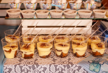 Tiramisu and other desserts on the table