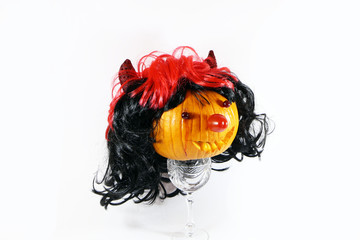 Naklejka premium scary pumpkin decorated for halloween