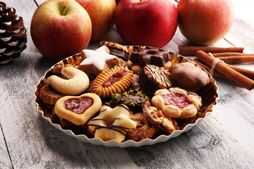 cookies, nuts and apples a christmas bakery concept