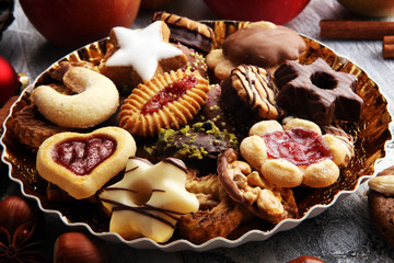 cookies, nuts and apples a christmas bakery concept