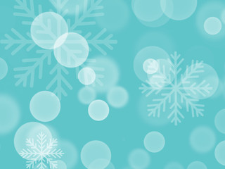 Winter blue background with sparkle lights and snowflakes. Hand drawn illustration. Happy holidays. Hello winter