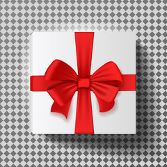 Gift box with red ribbon isolated on transparent background.