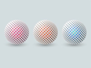 Abstract 3d spheres set. Decorative balls for design. Vector illustration.