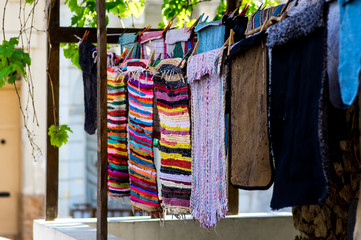 Drying clothes near the house