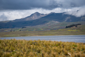 Lake and landscape in the highlands of Bolivia