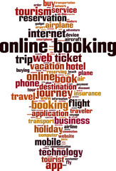 Obraz premium Online booking word cloud