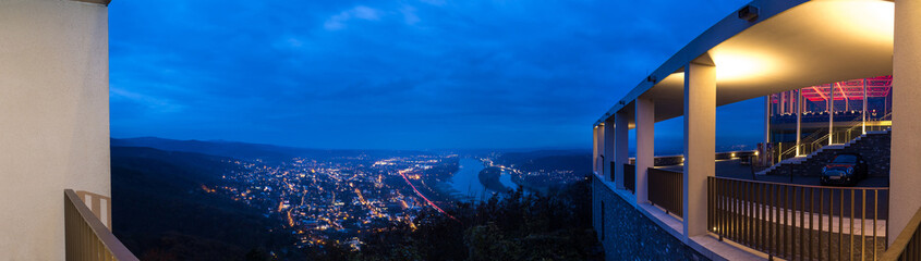 dragons rock koenigswinter germany in the evening panoramic view