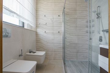 Interior of a spacious bathroom in a luxury villa