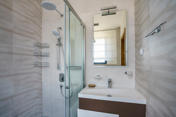 Interior of a spacious bathroom in a luxury villa
