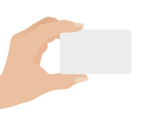 Fototapeta premium Hand holding white card, isolated on white background