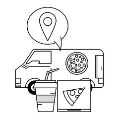 Fast food order and delivery online in black and white