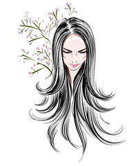 Beautiful women, logo women face makeup on white background, vector