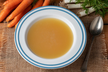 Chicken bone broth with vegetables