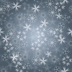 Bright snowflakes on a black background. Red highlights, seamless texture