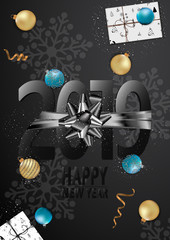 Happy New Year 2019 Card for your design.