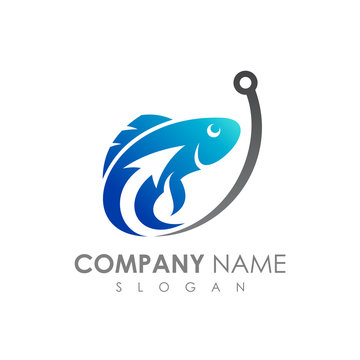 Fish With Arrow Shape Fishing Logo Template