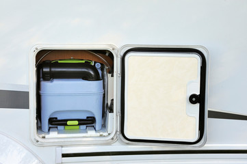 Toilet tank in campervan