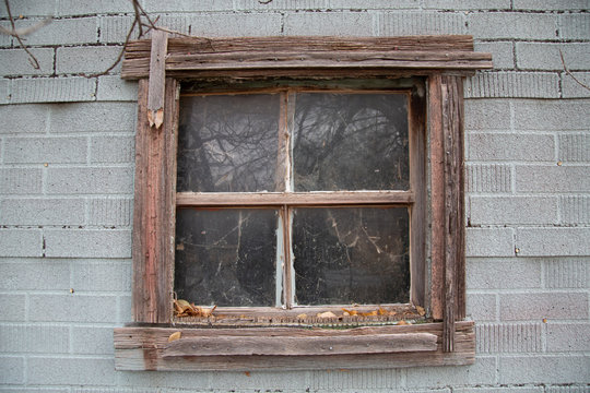 old wooden window on the wall
