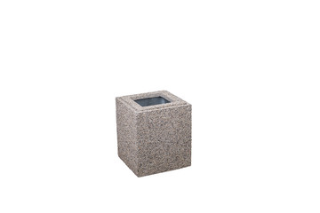 Street concrete recycled bin, isolated on white