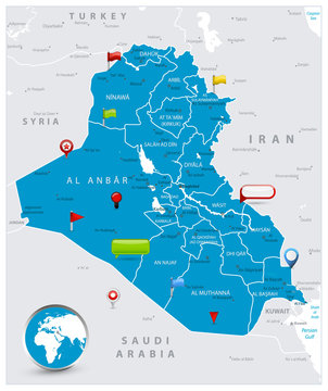 Iraq Map and glossy icons on map