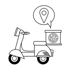 Pizza fast food delivery black and white