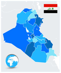 Iraq Map blue color. No text