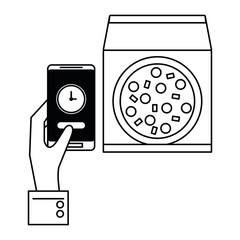 Online food order and delivery black and white