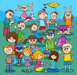 children and teens cartoon characters group