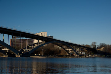 Naklejka na ściany i meble Bridges a cold frosty day at the lake Malaren in Stockholm