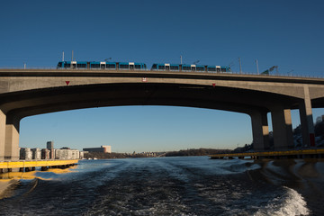 Bridges a cold frosty day at the lake Malaren in Stockholm