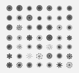Sun icons set. Vector illustration.