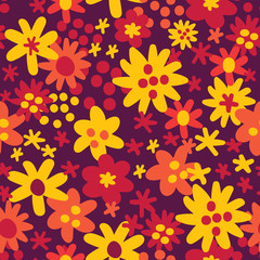 Vector seamless pattern background with autumn colours. Illustration trendy minimal flat style.