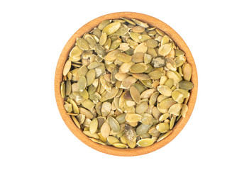 Pumpkin seed kernels in bowl