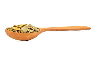Pumpkin seed kernels in spoon