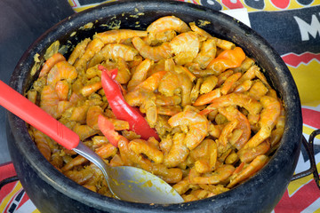 Pan fried shrimp to serve as a filling of the acaraje