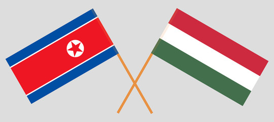 Hungary and North Korea. The Hungarian and Korean flags. Official proportion. Correct colors. Vector
